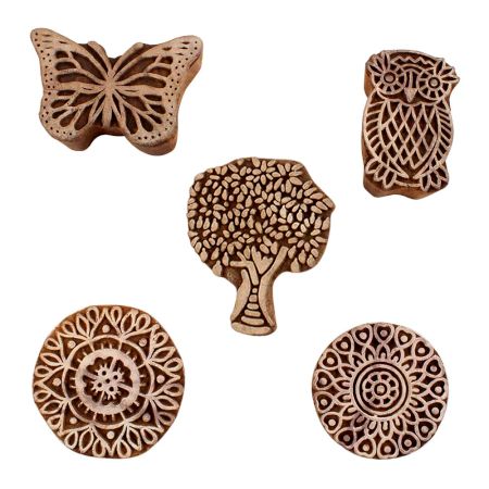 Set of 5 Piece New Mix Wooden Printing Blocks